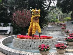01B Traditional yellow dragon costume at entrance to Hong Kong Park